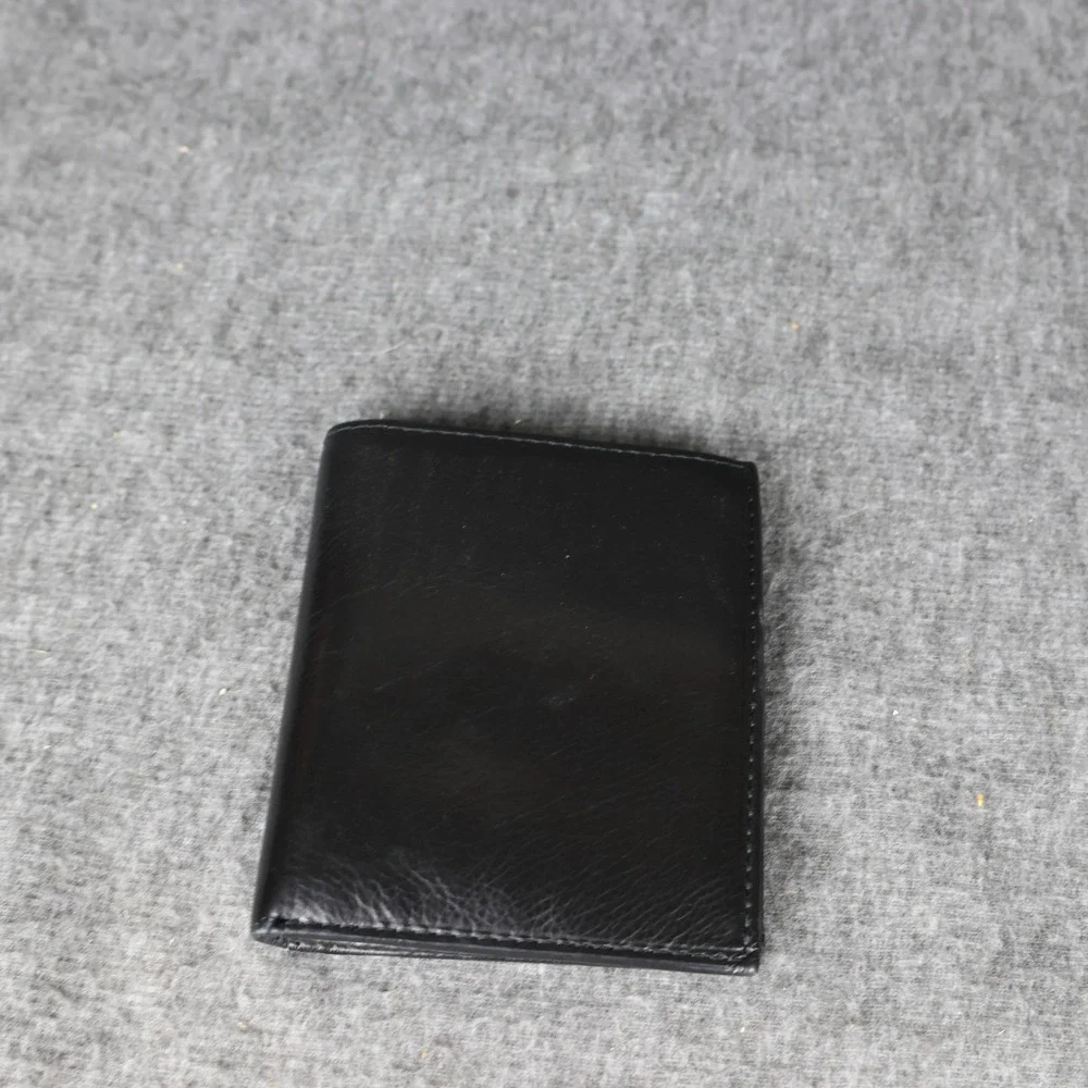 Leather Wallet Mens One Size Black Bifold RFID Protection Card Holder Slim